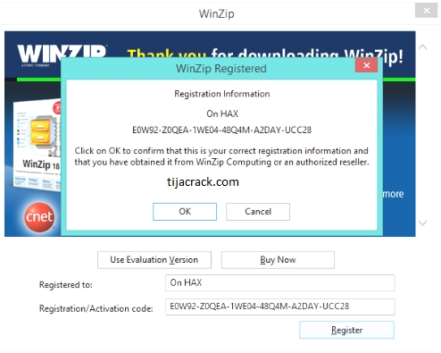 winzip registered to and activation code